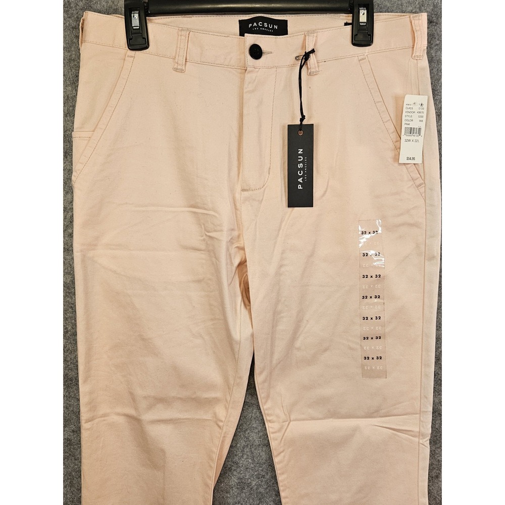 PacSun Pink Pants Men's 32x32 Flat‎ Front Chino Skinny Stretch Preppy Summer NEW